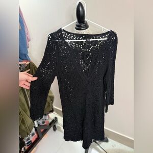 a.n.a Black Lace Knit Dress